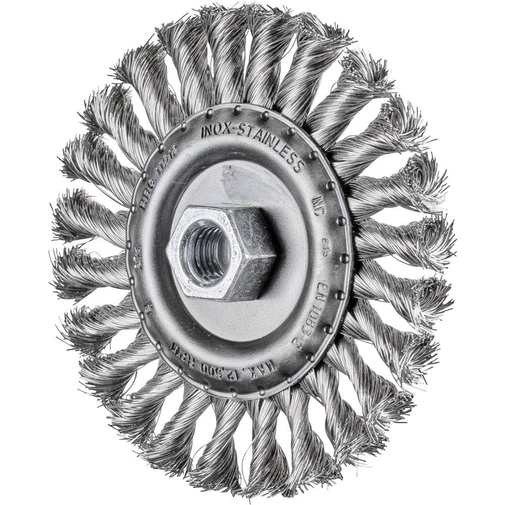PFERD Rundbürste gezopft RBG | Ø 115x12mm M14 Edelstahl-Draht-ø 0,35 | 43312004 – für Winkelschleife
