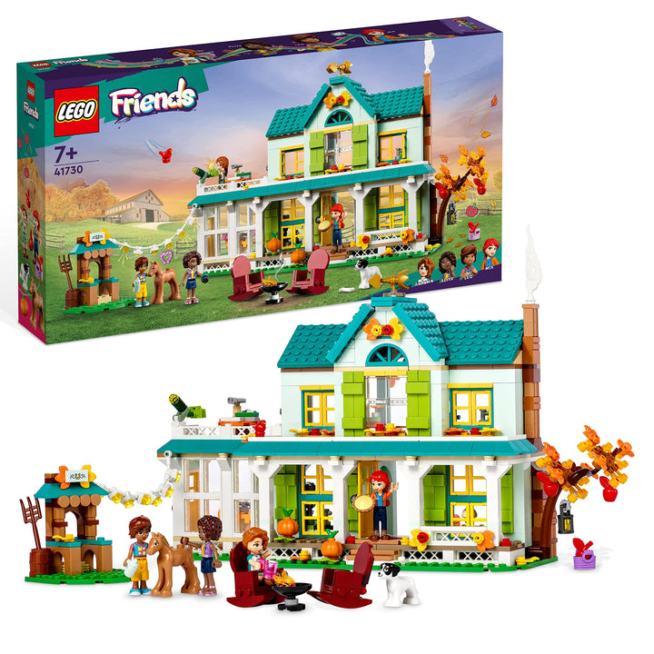 LEGO 41730 Friends Autumns Haus, Puppenhaus mit Tierfiguren und Zubehör, Mini-Puppen Autumn, Mia und