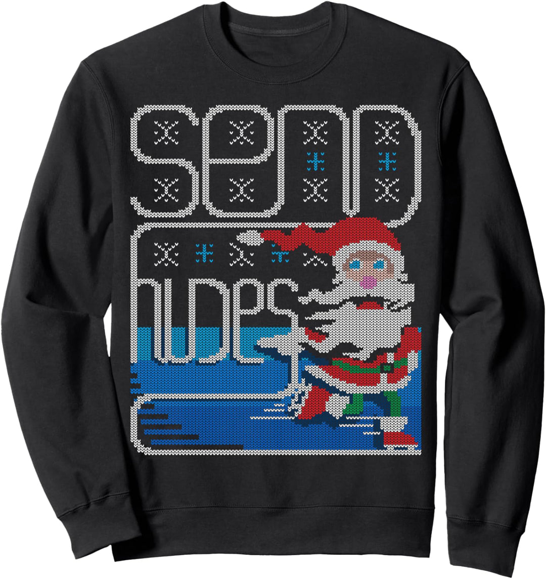 Send Nudes Santa Claus Schlittschuh Ugly Christmas Sweater Sweatshirt
