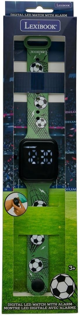 Lexibook, Fussball LED Digitaluhr, Kinder Digitale Sportuhr, 12/24h Anzeige, Alarm, Verstellbares Ar