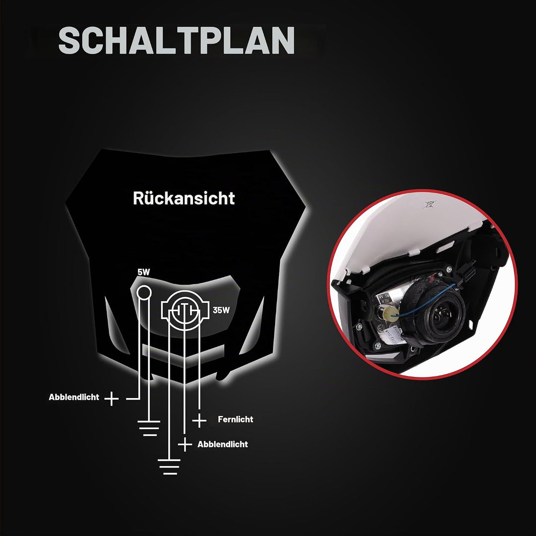 Polisport 8657600002 - LMX-Scheinwerfer aus Polypropylen mit Halogenlampe, kompatibel mit allen Moto