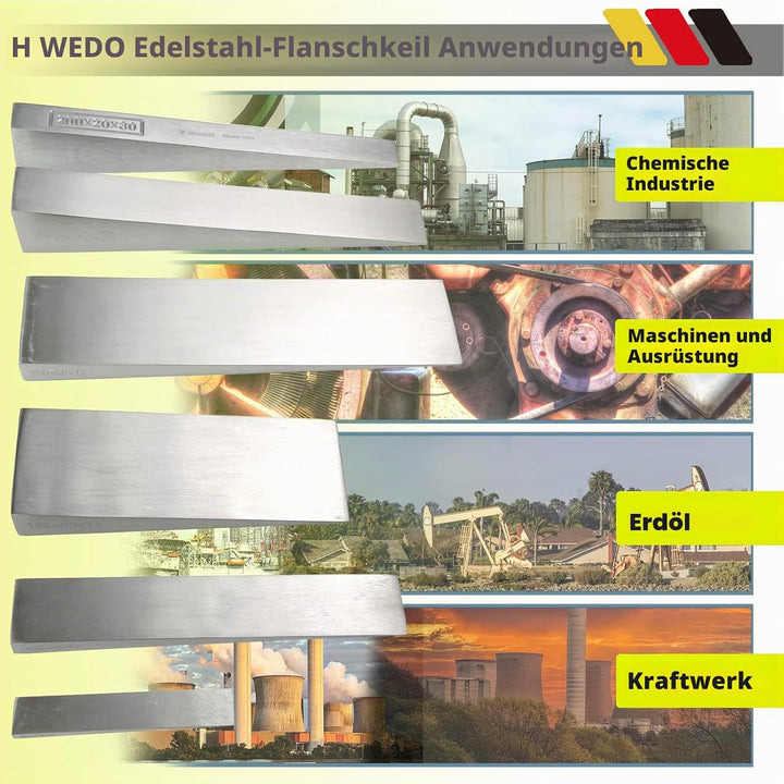WEDO Edelstahl Flanschkeil,50 x 10 x 100mm,Keil für Rohrverschraubung,Schweisswerkzeug,Metallflansch