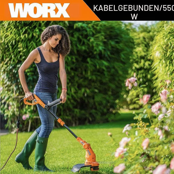 WORX WG119E Rasentrimmer 550W – Rasen Schneider mit 2-in-1 Funktion: Trimmen &amp; Kantenschneiden – Ink