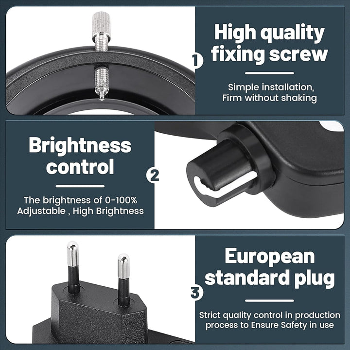 Tiamu LED Mikroskop Ringlicht, 144 LED Lampenperlen Optische Stereomikroskop Kamera Illuminator, Sup