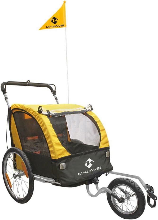 M-Wave Gepäck und Jogging Fahrradanhänger Wagen Carry All 3 In 1, gelb