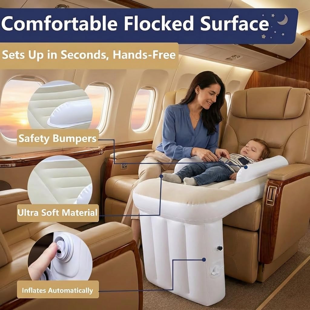 Tragbares Baby Reisebett, Elektrisch Selbstaufblasend, Kompakt & Tragbar, Flugzeugbett für Kleinkind