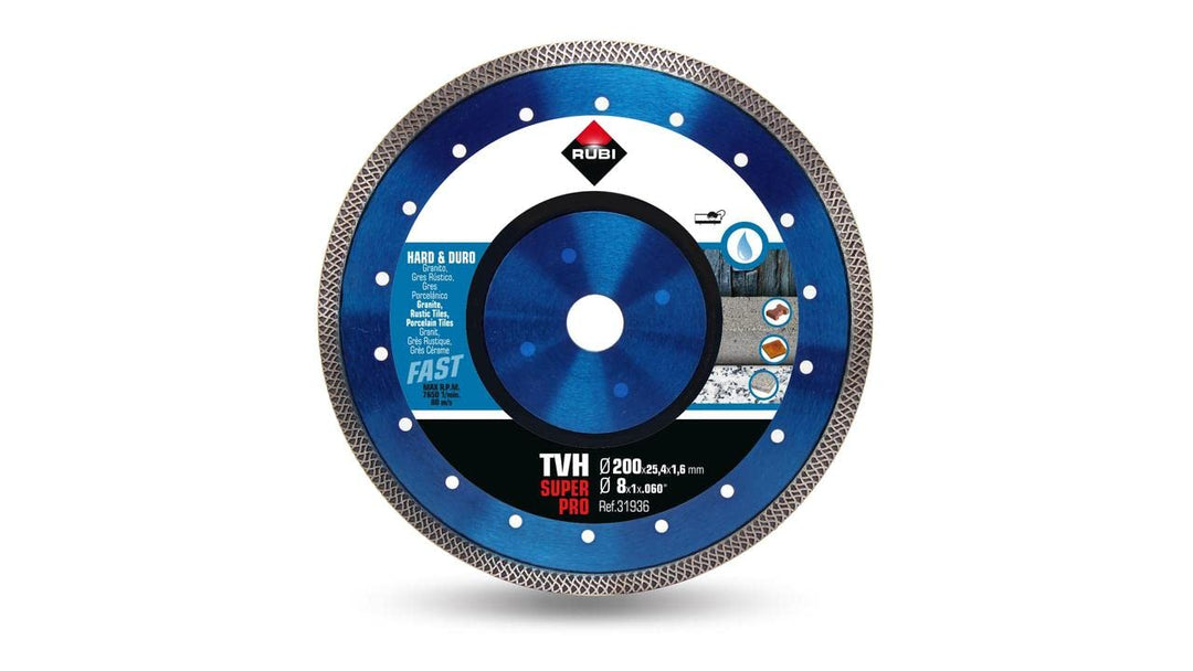 Dsque à tronçonner diamanté pour matériaux durs 200 mm tvh 200 superpro RUBI - 31936, 200 mm