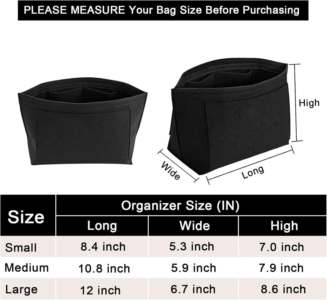 LOUKAYCCI Filz-Organizer-Handtascheneinsatz für Longchamp Le Pliage M, Grösse M, Schwarz