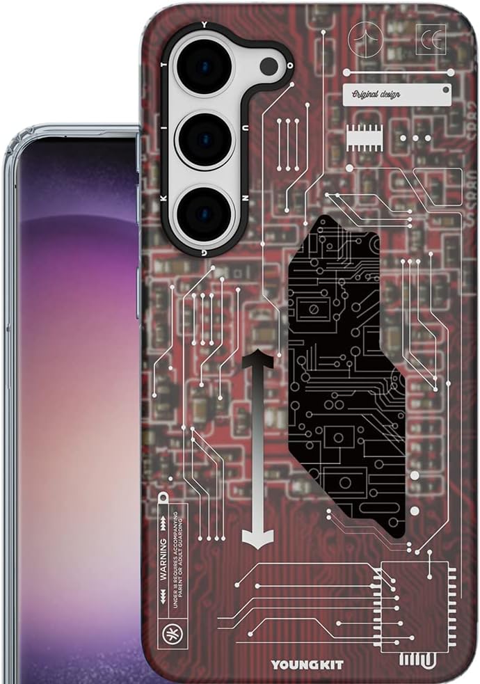 YOUNGKIT Handyhülle für Samsung Galaxy S23 Plus,Schutz in Militärqualität, Leiterplatten Muster Krat