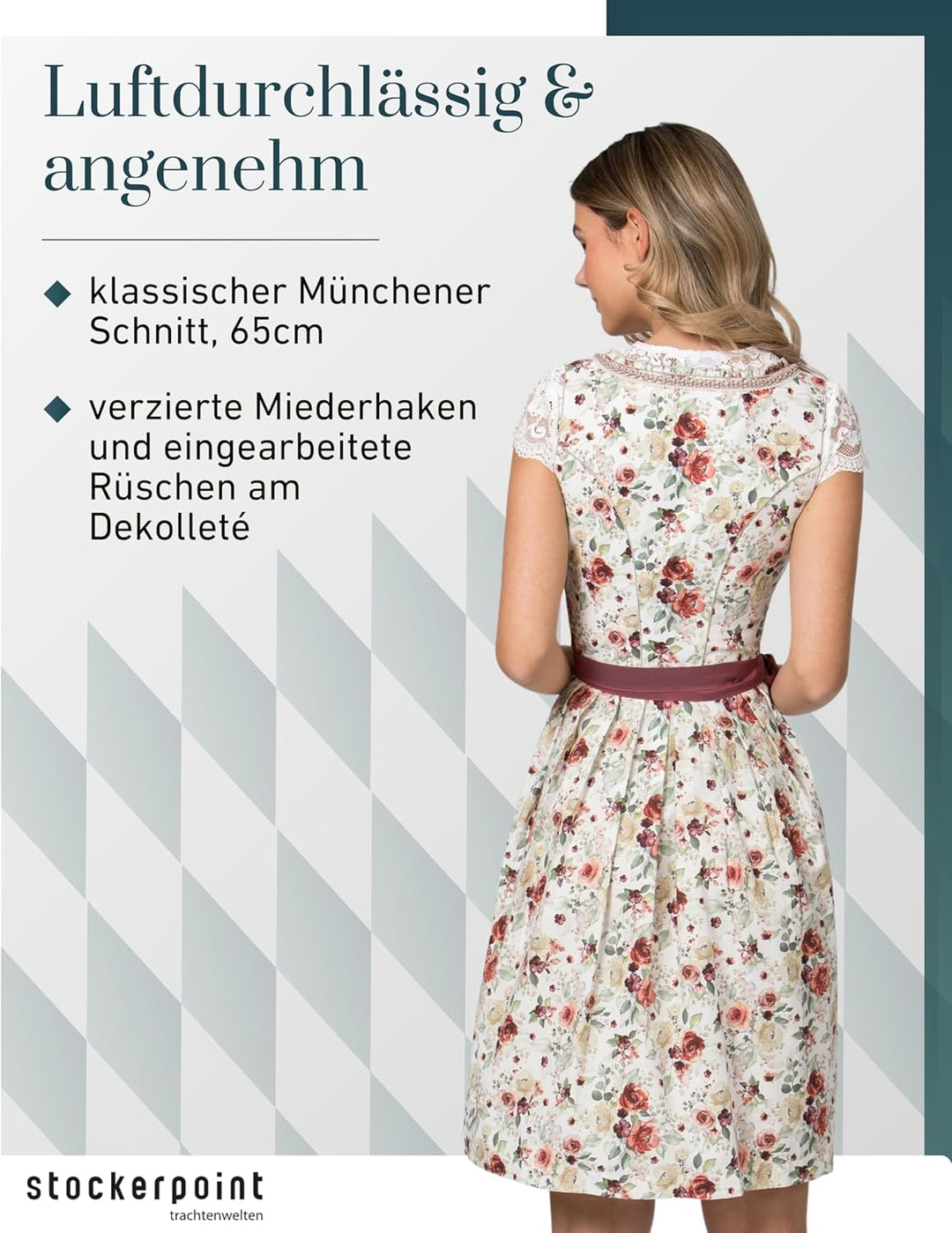 Stockerpoint Damen Dirndl Marie Kleid für besondere Anlässe 36 Rosenholz, 36 Rosenholz