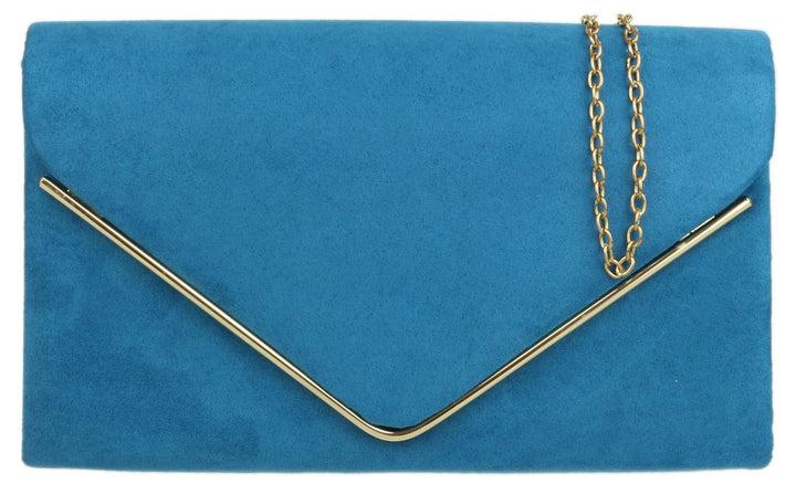 Girly Handbags Clutch mit Wildlederrahmen Blaugrün, Blaugrün