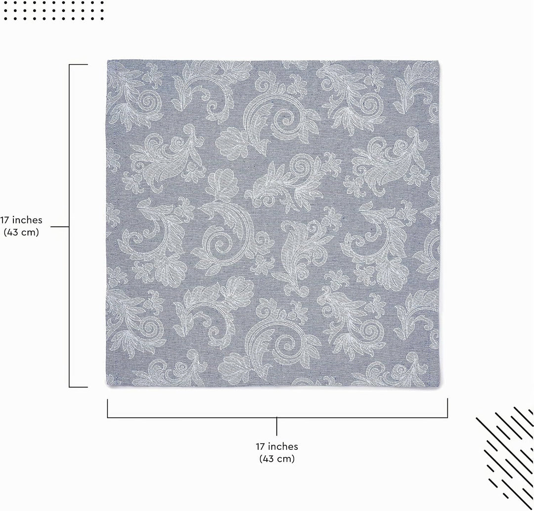 Encasa XO Esstisch Servietten Set von 12 I Grösse 45x45 cm I Blumen Blue Jacquard -Stil Druck Auf Ha