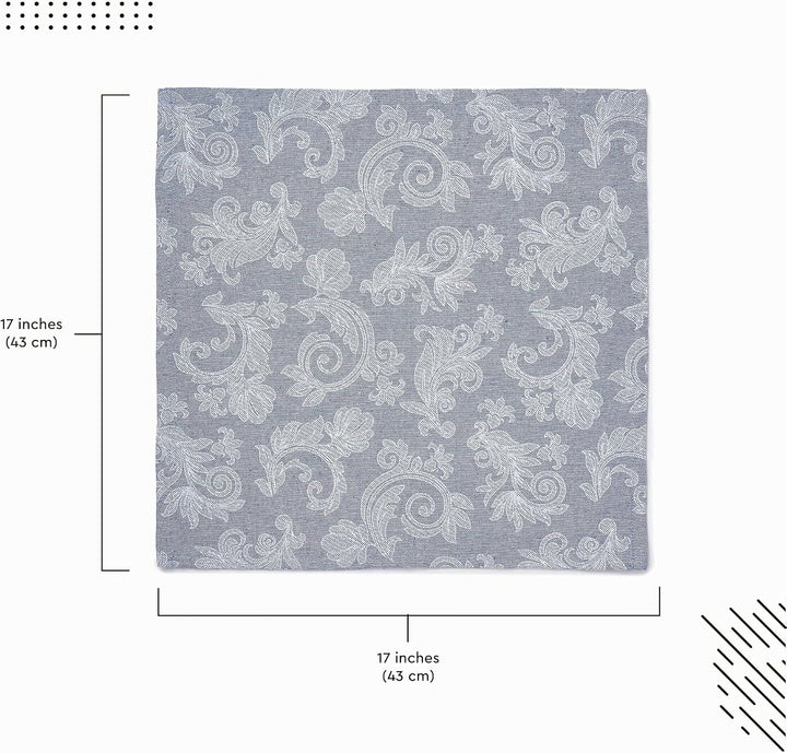Encasa XO Esstisch Servietten Set von 12 I Grösse 45x45 cm I Blumen Blue Jacquard -Stil Druck Auf Ha