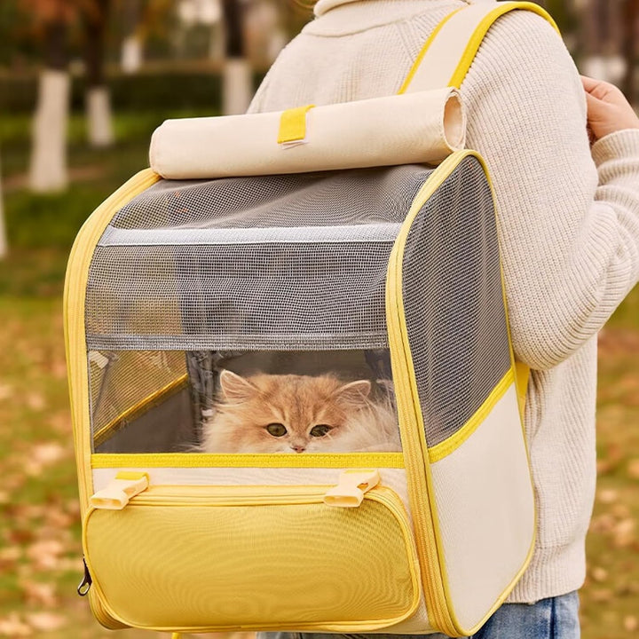 Katzenrucksack, Haustier Rucksack mit Netzfenster und Tragegriff, Tragbare und Faltbare Rucksack Hun