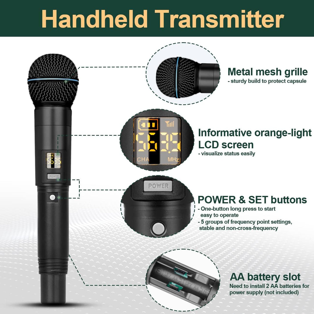 Depusheng R5 Drahtloses Mikrofon, professionelles kabelloses UHF-Handmikrofonsystem mit Vier dynamis