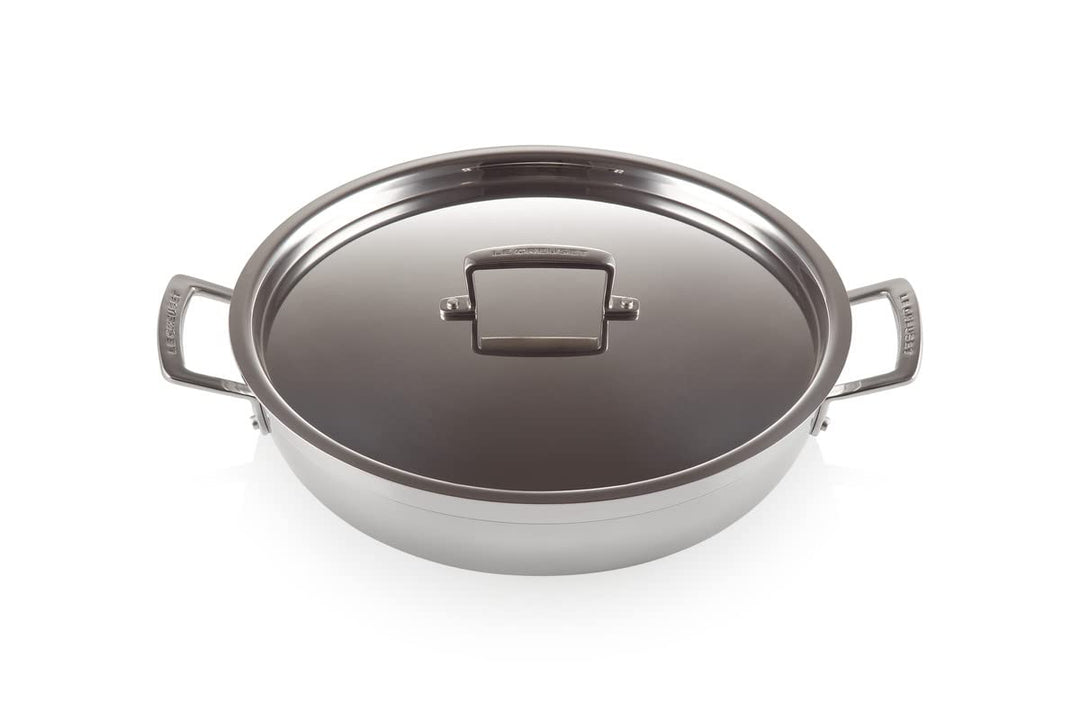 Le Creuset Antihaftbeschichtete Profipfanne aus 3-ply Edelstahl mit Deckel, Ø 30 cm, Für alle Herdar
