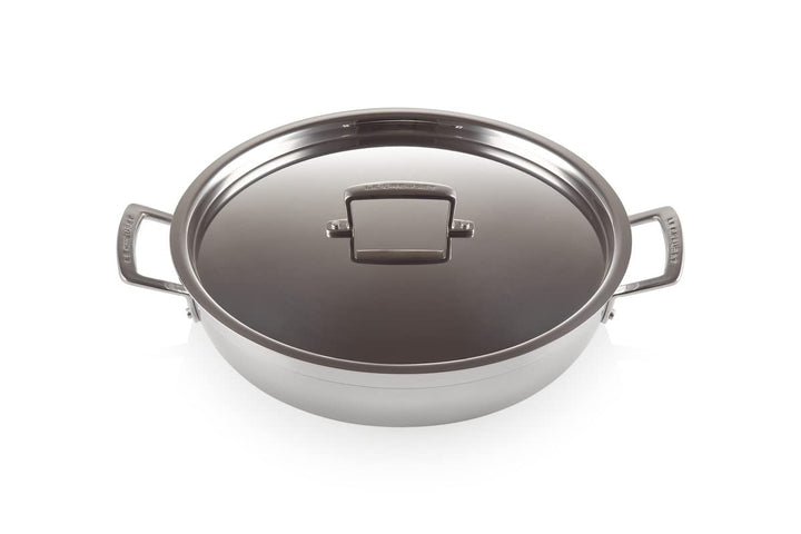 Le Creuset Antihaftbeschichtete Profipfanne aus 3-ply Edelstahl mit Deckel, Ø 30 cm, Für alle Herdar