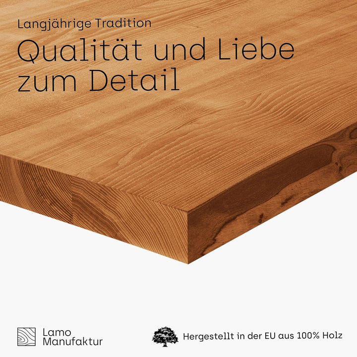 LAMO Manufaktur Tischplatte Wohnzimmertisch Schreibtischplatte Arbeitsplatte Massivholz 100x40 cm, R