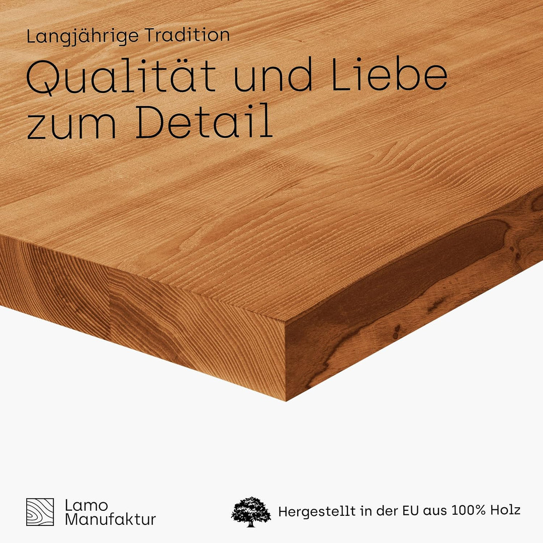 LAMO Manufaktur Tischplatte Massivholz für Couchtisch Nachttisch Beistelltisch 60x40 cm, Rustikal, L