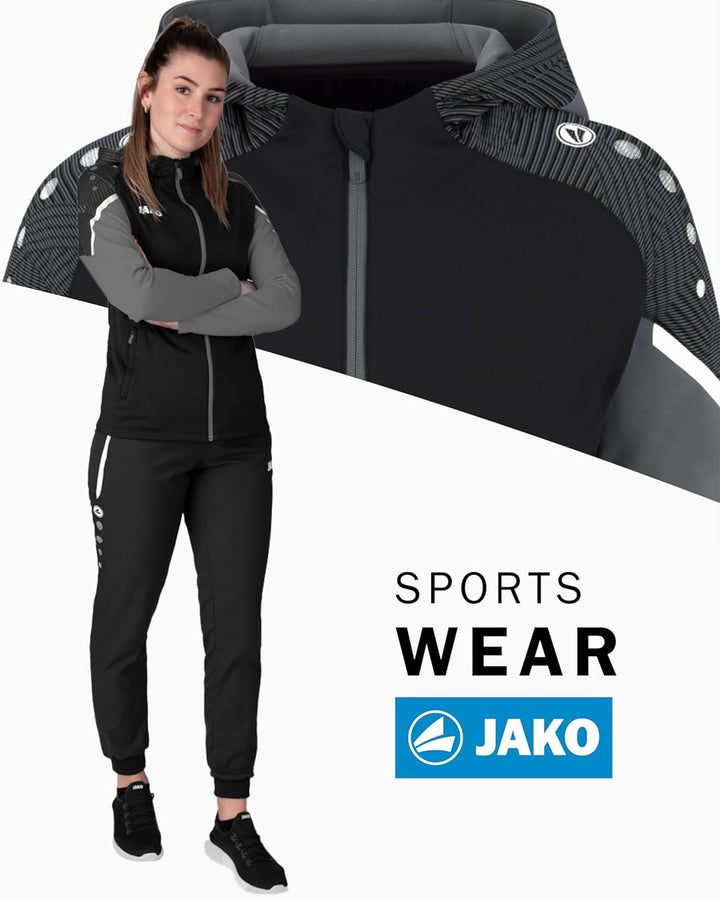 JAKO Damen Kapuzenjacke Performance, Royal/Weiss/Marine, 34, 6897 34 schwarz/anthra light, 34 schwar