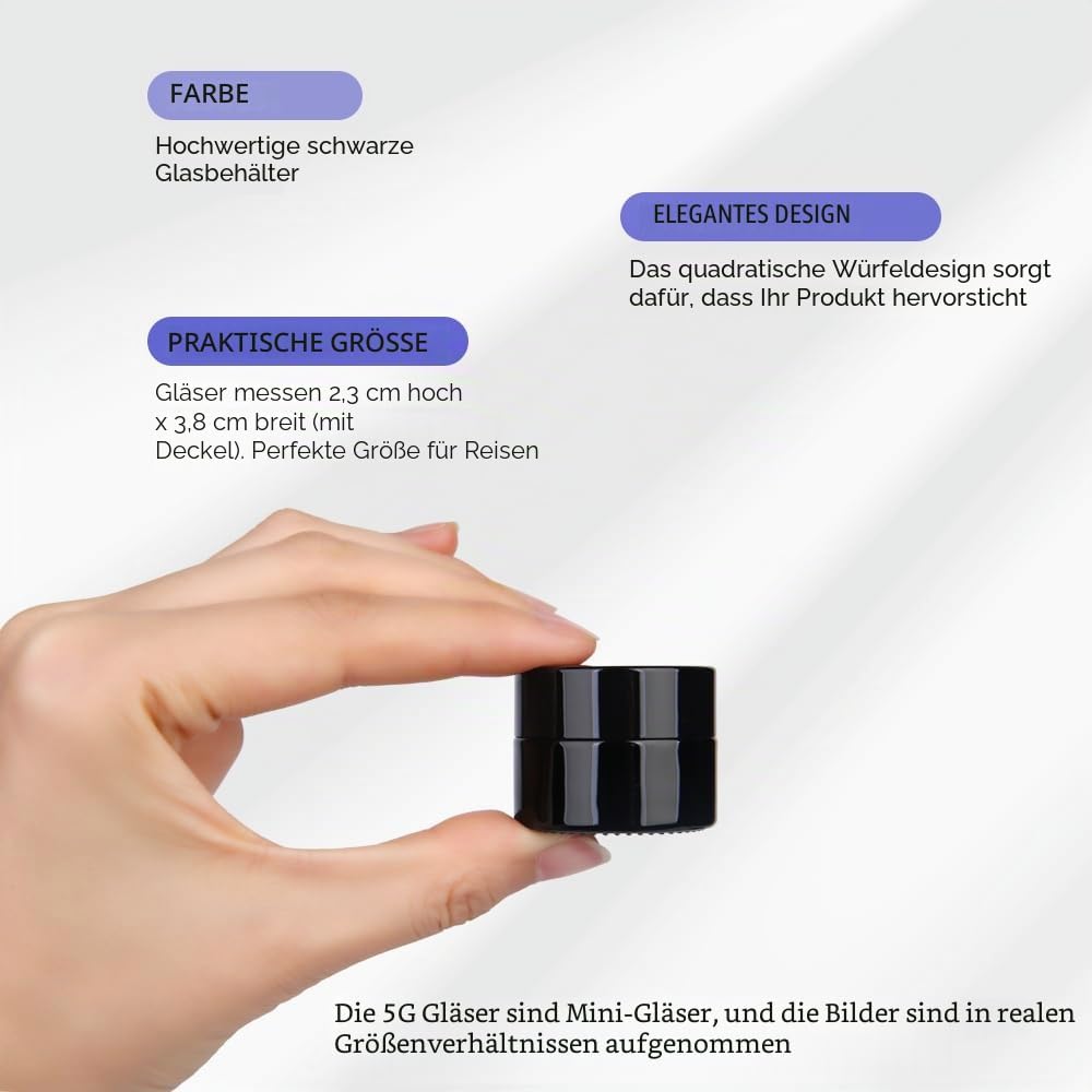 MOFIST 5 g dicke, schwarze UV-Schutz, kleine Gläser mit Deckel, 5 ml, Konzentrat, Gläser für luftdic