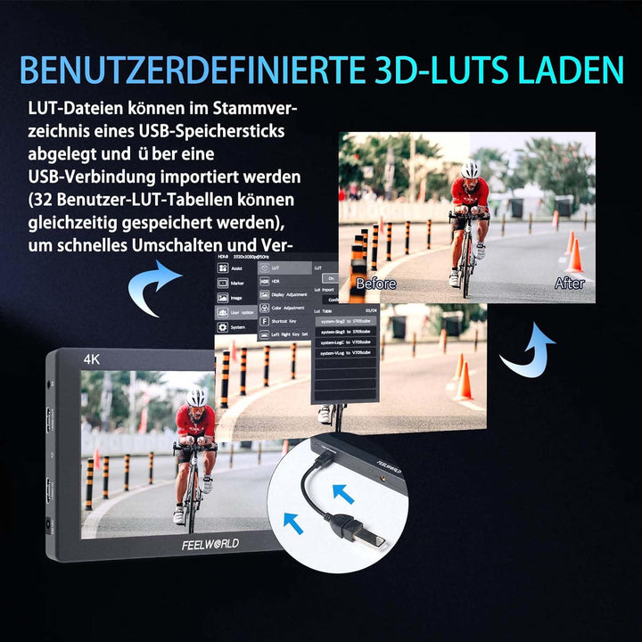 Feelworld T7PLUS Kamera DSLR Feld Monitor 7 Zoll 3D LUT Waveform Vector Scope 1920x1200 4K HDMI Bild