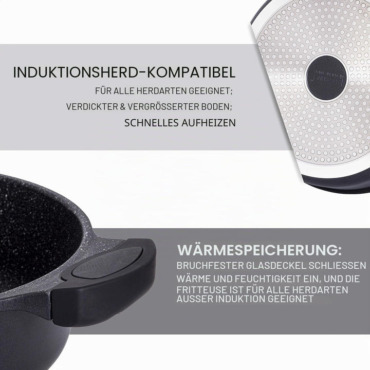 Royal Swiss® Tajine 32 cm – 5L Schmortopf aus Aluminium mit Keramik-Antihaftbeschichtung, Kegel-Deck