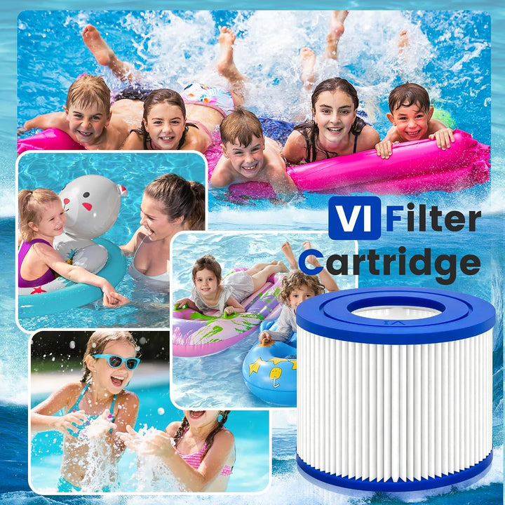 Erzekrim 6 Stück Filter VI für Pool Filterkartuschen VI für Bestway Miami Filter Cartridge VI Kompat