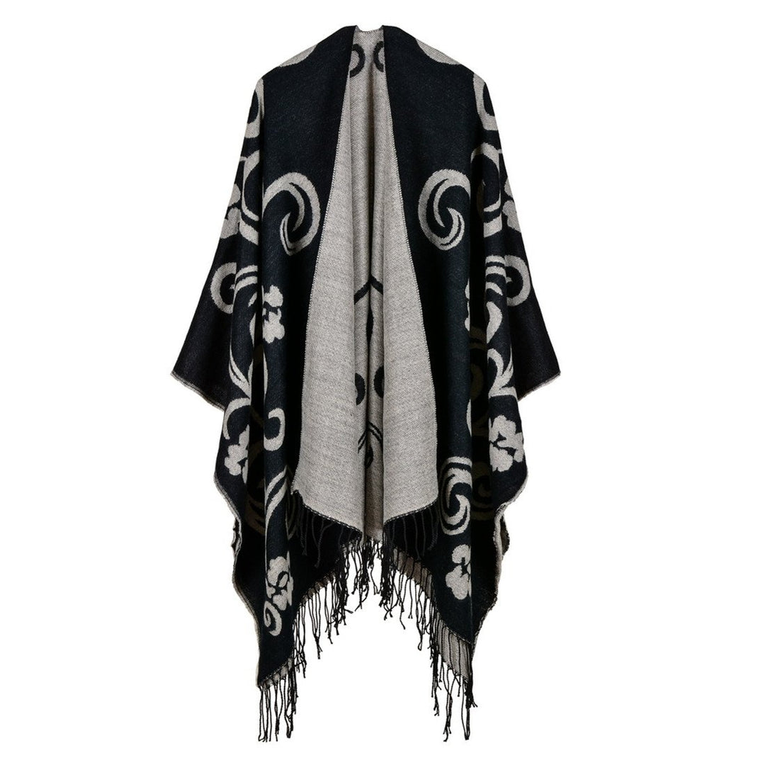 YianBestja Damen Herbst/Winter Poncho mit Quaste, 130 * 150CM Warm Poncho-Schal Überwurf Strick Cape