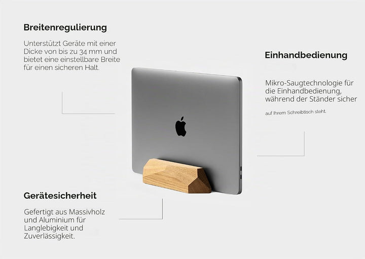 Oakywood Laptop Vertikale Ablage aus Holz - Handgefertigte Dock Station für Geräte bis 2 cm Dicke -