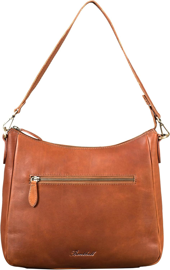 Benthill Damen Tasche Leder - Handtasche aus echtem Rindsleder - Umhängetasche mit Reissverschluss -