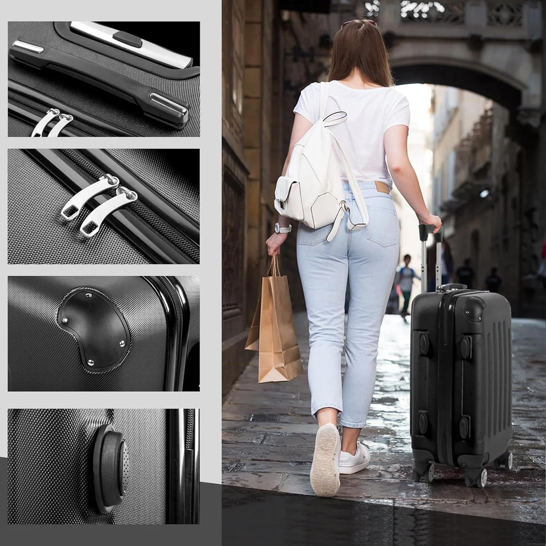 LEADZM Koffer Set 3 Teilig, Reisekoffer Set, Kofferset mit 4 Rollen und Zahlenschloss, Handgepäck Ko