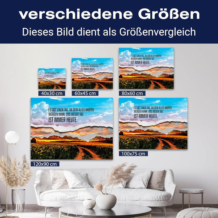 wandmotiv24 Leinwandbild Motivation, 100x75cm, Querformat, Heute ist Alles Anders, Deko, Bilder auf