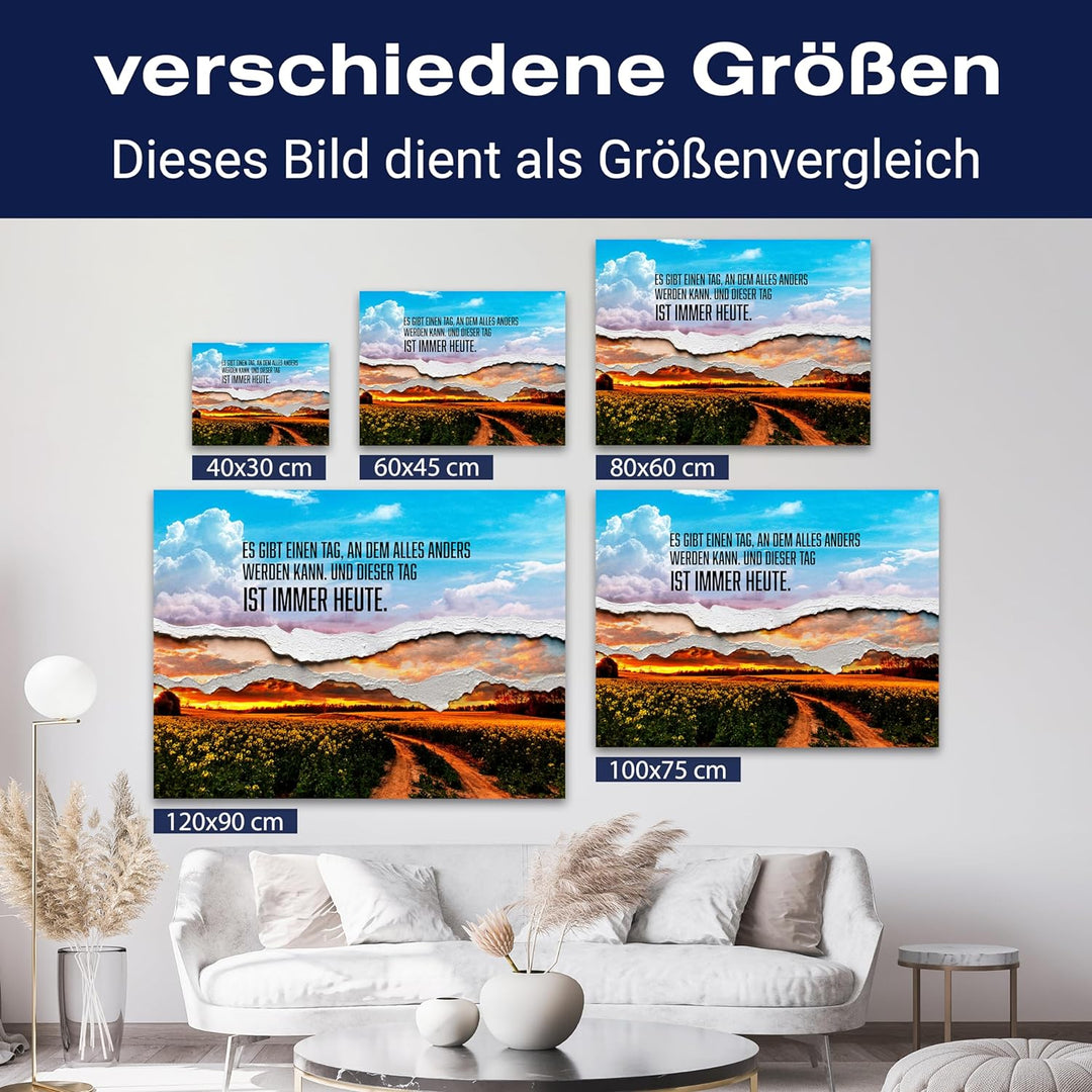 wandmotiv24 Leinwandbild Motivation, 60x45cm, Querformat, Heute ist Alles Anders, Deko, Bilder auf L