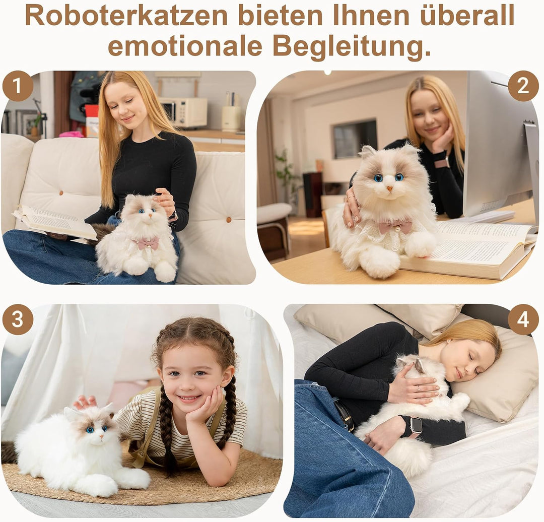 Chongker Interaktives Plüschtier Roboter Katze (Weiss), Weiss