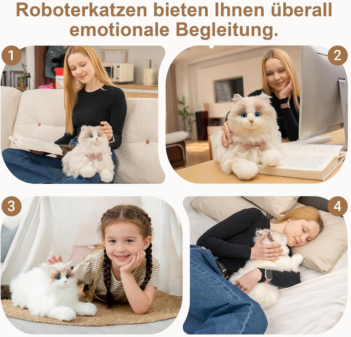 Chongker Interaktives Plüschtier Roboter Katze (Weiss), Weiss