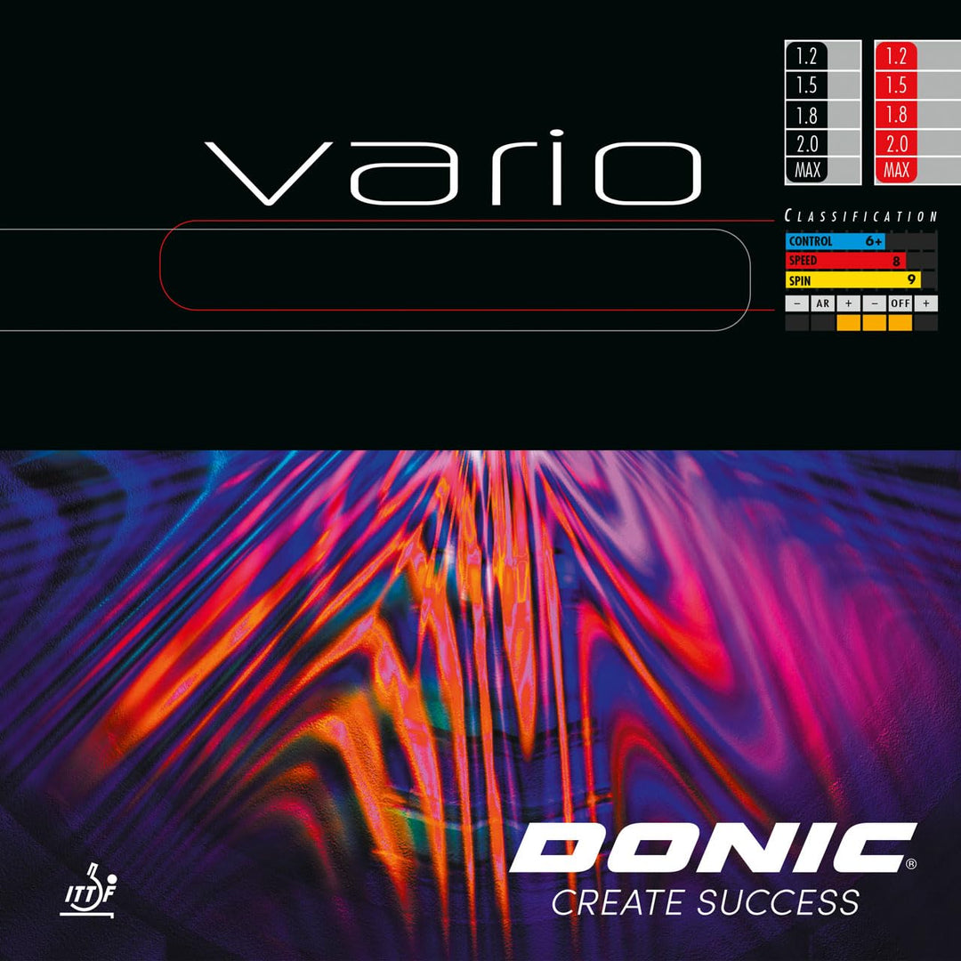 Donic Vario Gummi-Tischtennis Schwarz 2.0mm, Schwarz 2.0mm