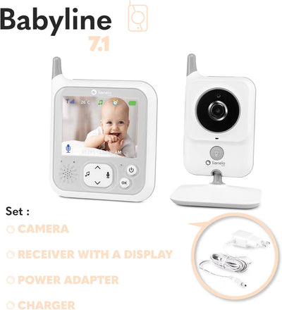 LIONELO Babyline 7.1 Babyphone mit Kamera und Empfänger, Reichweite bis zu 260 m, Kommunikation in b