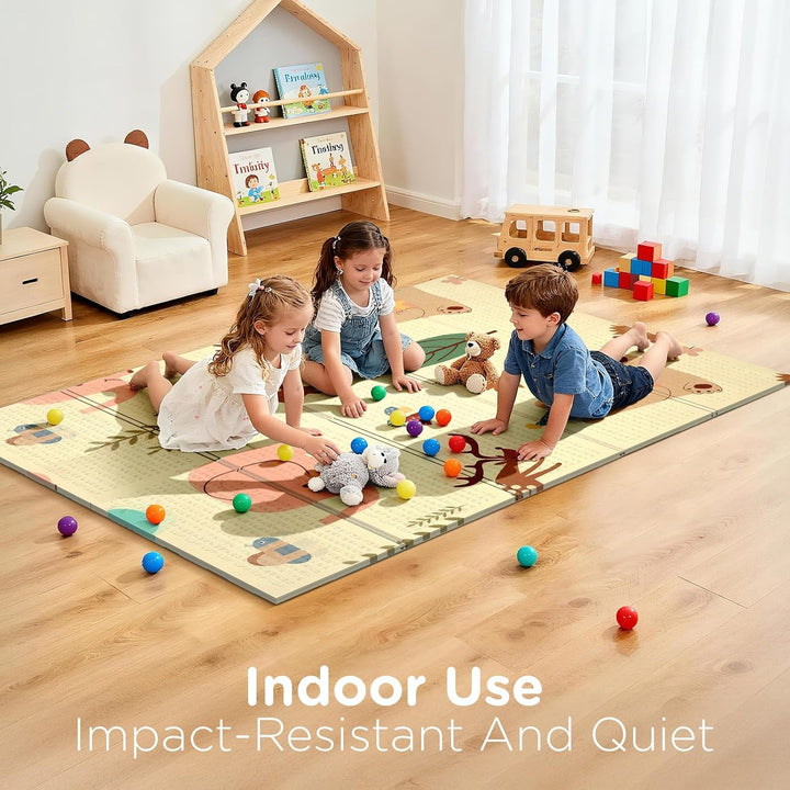 Krabbelmatte 180x120cm – Baby Spielmatte doppelseitig, Krabbeldecke aus XPE 1cm, faltbar, wasserdich