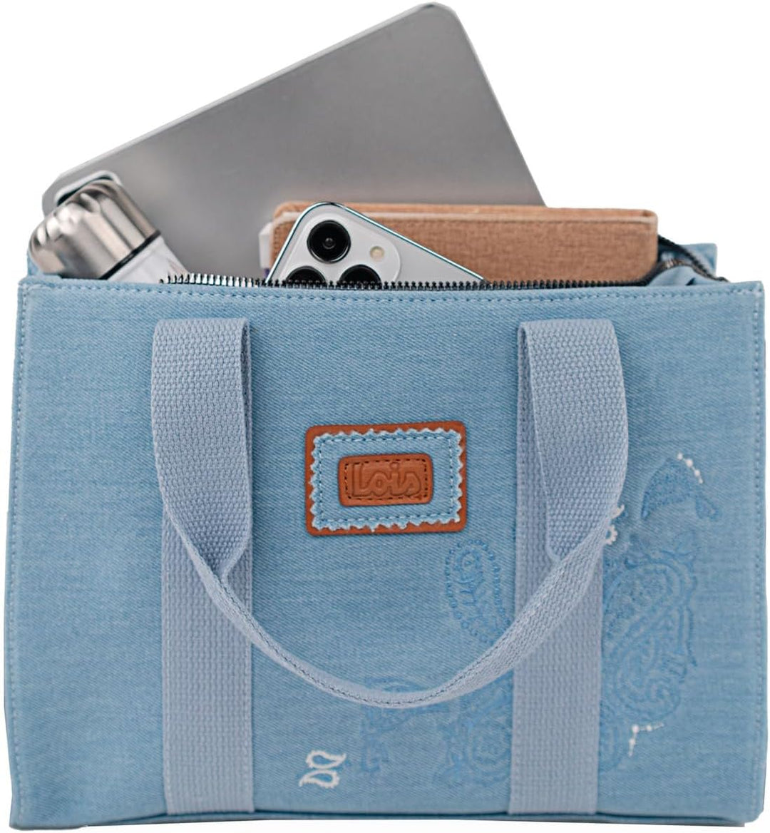 Grosse Damen Handtasche Shopper - Elegante Henkeltasche mit viel Stauraum, S Blau, Blau