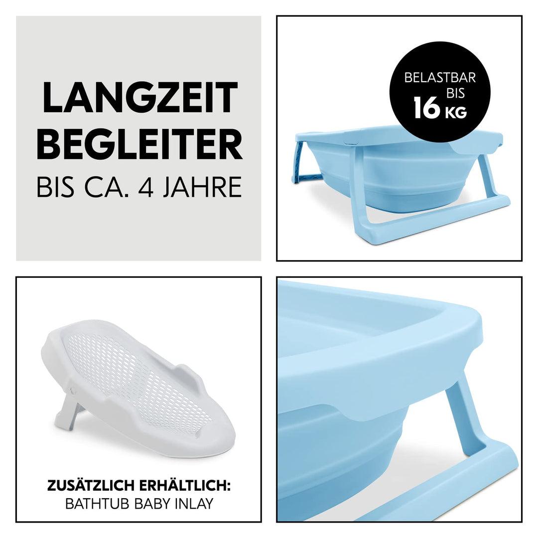hauck Faltbare Babybadewanne Wash N Fold M für Babys und Kleinkinder bis 16 kg, Ablaufstöpsel mit Fa