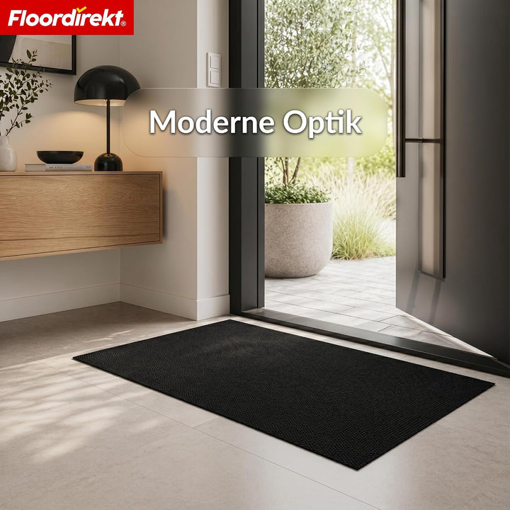 Floordirekt Schmutzfangmatte Grau 80x750cm Hong Kong Pro – rutschfeste Sauberlaufmatte mit TPE-Rücke