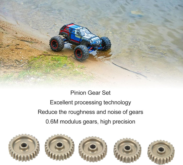 Dilwe RC Ritzelsatz, 0.6 Modul Metall Zahnradkranz 24T-28T für 1/10 Crawler - 3.175mm Bohrung Alumin