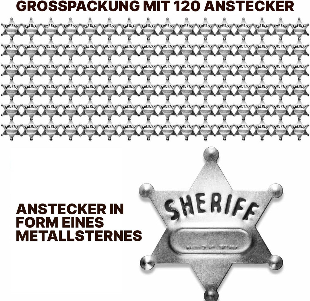 Bedwina Sheriff-Abzeichen aus Metall – (24 Stück) Silberne Stern-Namensschilder mit Aufklebern für p