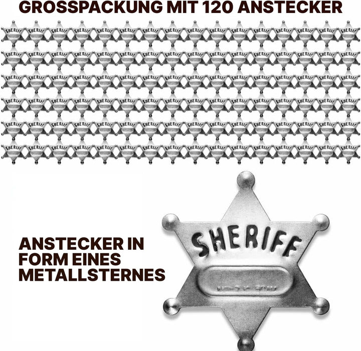 Bedwina Sheriff-Abzeichen aus Metall – (24 Stück) Silberne Stern-Namensschilder mit Aufklebern für p