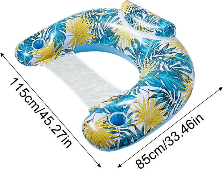 Palm Leaf Pool Float,Schwimmstuhl für Erwachsene - Schwimmbad-Wasserstuhl mit Getränkehalter,Schwimm