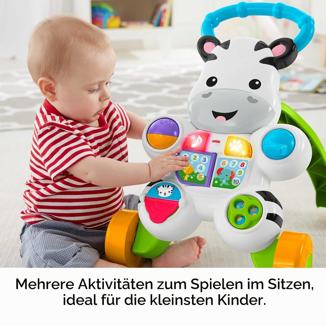Fisher-Price Lern mit mir - Zebra Lauflernwagen, musikalisches Aktivitäts- und Gehspielzeug mit Lern