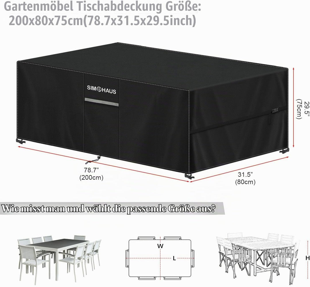 Abdeckung Gartenmöbel Tischabdeckung Outdoor Wetterfest | Schutzhülle Gartenmöbel Winterfest Wasserd