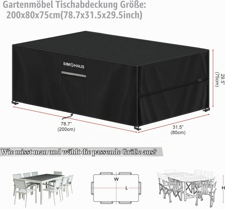 Abdeckung Gartenmöbel Tischabdeckung Outdoor Wetterfest | Schutzhülle Gartenmöbel Winterfest Wasserd