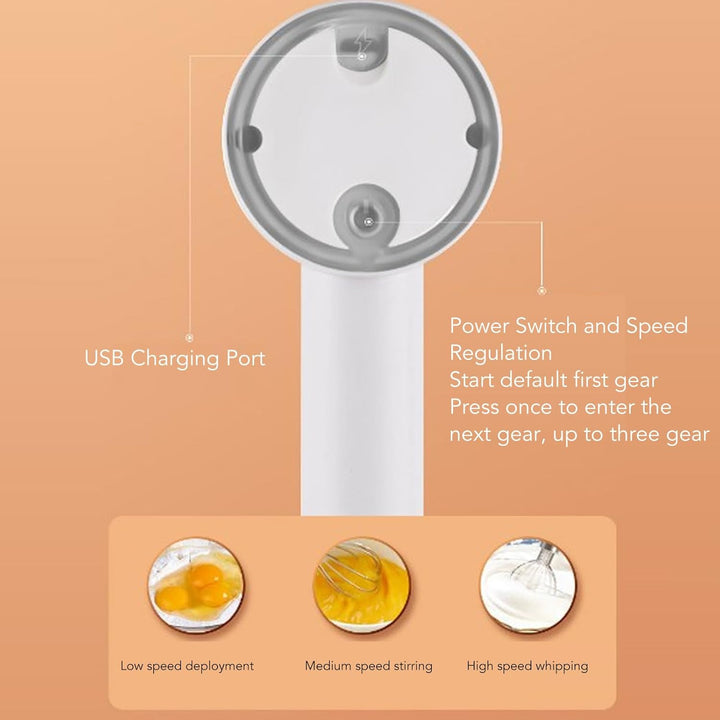 Topyond Elektrischer Handmixer Mit 3 Gängen Zum Schlagen von Eiern zu Hause, 20W Handrührgerät,Kabel